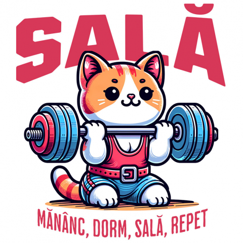 SPORT - Sticker Adeziv Autocolant Personalizat Pisică Fitness Ridicând Greutăți – Cadou Amuzant pentru Sportivi