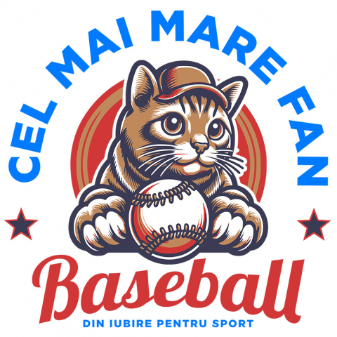 SPORT - Sticker Adeziv Autocolant Personalizat Pisică Jucătoare de Baseball – Cadou Amuzant pentru Iubitorii de Sport