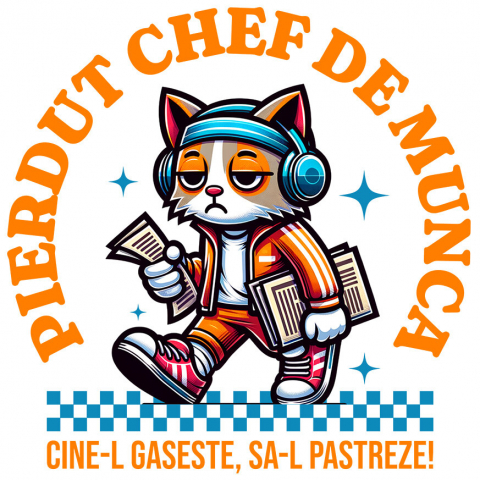 Sticker Personalizat - Sticker Adeziv Autocolant Personalizat Pisică Extenuată cu Trening Colorat și Căști Audio – Cadou Amuzant pentru Muncă și Distracție