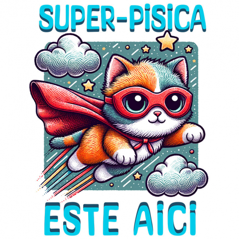 PISICI - Sticker Adeziv Autocolant Personalizat Super-Pisica Este Aici! Pisica Cu Pelerină și Masca De Super-Erou – Cadou Personalizat Pentru Familie și Copii