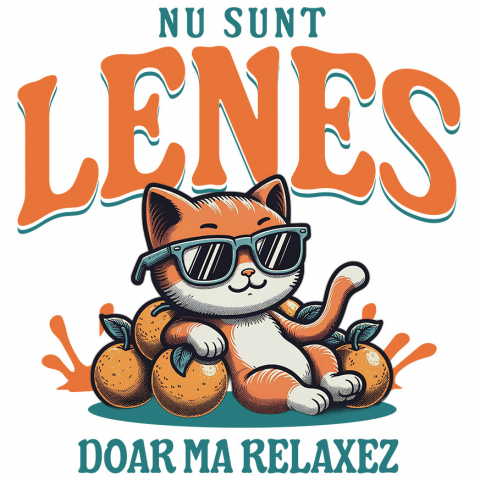 PISICI - Sticker Adeziv Autocolant Personalizat Pisica Portocalie Cu Ochelari De Soare „Nu Sunt Leneș, Doar Mă Relaxez” – Cadou Amuzant Pentru Iubitorii De Pisici