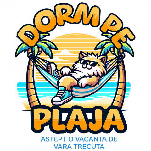 Sticker Adeziv Autocolant Personalizat Pisică Pufoasă Pe Plajă – Cadou Personalizat Funny Pentru Familie & Prieteni