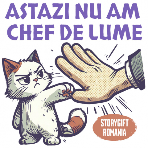 PISICI - Sticker Adeziv Autocolant Personalizat Pisica Supărată Mofturoasă „Astăzi Nu Am Chef De Lume” – Cadou Amuzant Pentru Iubitorii De Pisici