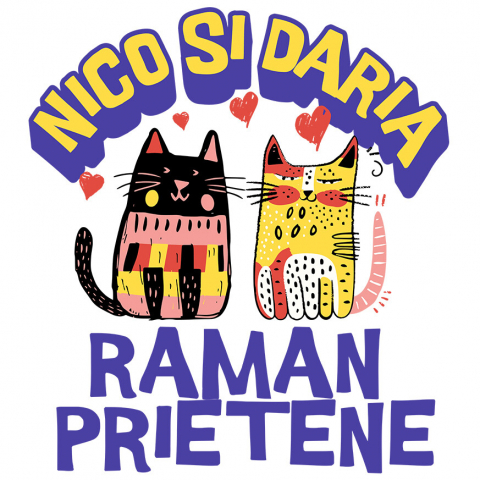 Sticker Adeziv Autocolant Personalizat Cadouri personalizate cu pisici – Portrete colorate pentru Nico și Daria