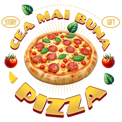 Sticker Adeziv Autocolant Personalizat Pizza Imensă cu Peperoni și Legume - Fast Food Delicios pentru Familie și Prieteni