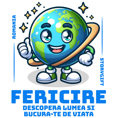 PLANETA - Sticker Adeziv Autocolant Personalizat "Produse personalizate pentru vacanță – Planeta Pământ veselă și fericire"