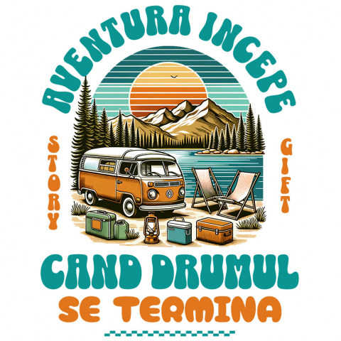 CALATORIE - Sticker Adeziv Autocolant Personalizat "Plimbare Cu Rulota – Aventura Începe Când Se Termină Drumul"