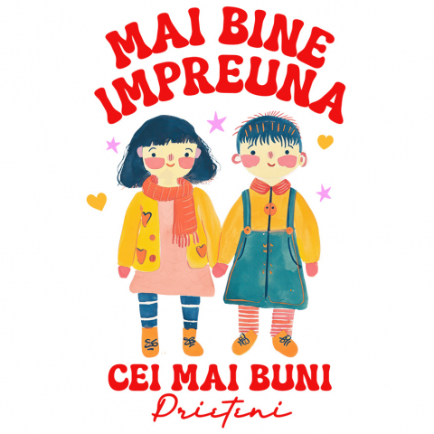 Familie - Sticker Adeziv Autocolant Personalizat Tricou Personalizat Copii – „Mai Bine Împreună, Cei Mai Buni Prieteni”