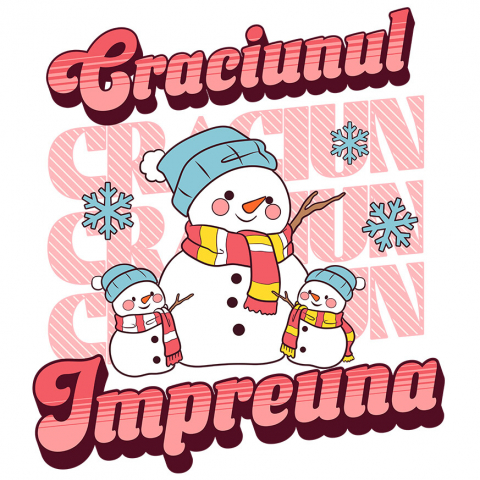 CRACIUN - Sticker Adeziv Autocolant Personalizat Portret Familie cu Oameni de Zăpadă Veseli – Cadouri Personalizate pentru Crăciunul Împreună