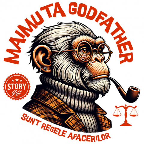 Sticker Adeziv Autocolant Personalizat „Portret personalizat maimuță cu trabuc și ochelari de vedere – Cadou fashion Godfather”