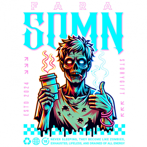 Sticker Adeziv Autocolant Personalizat „Cana Personalizată „Zombie Extenuat” - Cadou Amuzant pentru Iubitorii de Cafea”