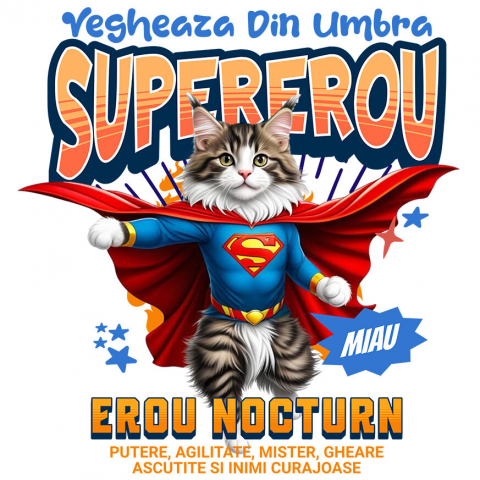 Sticker Adeziv Autocolant Personalizat Pisică Ragdoll Supererou – Design Personalizat pentru Iubitorii de Animale și Familie