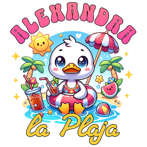 COPII - Sticker Adeziv Autocolant Personalizat Rață Albă cu Colac și Cocktail – Cadou Personalizat pentru Vacanță și Copii