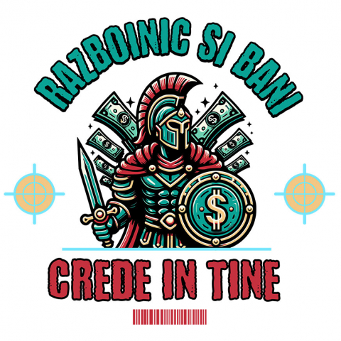 Sticker Adeziv Autocolant Personalizat Cadouri personalizate – Războinic cavaler cu scut și sabie, semn dolar, motivație