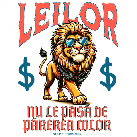 Sticker Personalizat - Sticker Adeziv Autocolant Personalizat Tricou personalizat Leu Mândru – Putere și Stil Unic | Cadou Perfect
