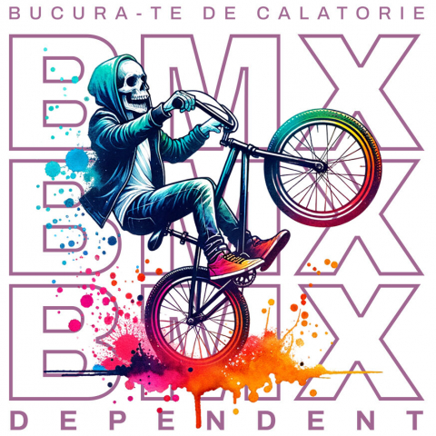 SPORT - Sticker Adeziv Autocolant Personalizat Schelet pe BMX - Tricou Personalizat Motivațional pentru Rideri și Sportivi