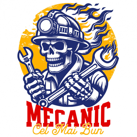 Sticker Adeziv Autocolant Personalizat Schelet Uman în Flăcări – Design Personalizat pentru Mecanicii și Iubitorii de Mașini