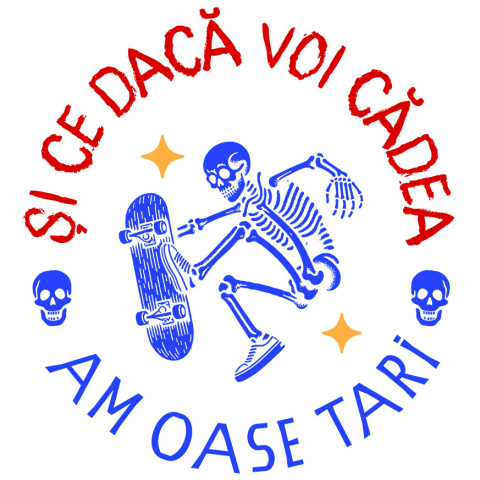 SPORT - Sticker Adeziv Autocolant Personalizat Ilustrație amuzantă cu un schelet pe skateboard, într-un stil cool și dinamic, potrivit pentru fanii sporturilor extreme și designurilor originale.