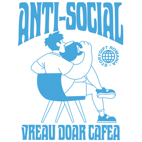 bauturi - Sticker Adeziv Autocolant Personalizat „Cana de Cafea Imensa pentru Bărbați - Cadou Personalizat 'Anti-social, Vreau Doar Cafea'”