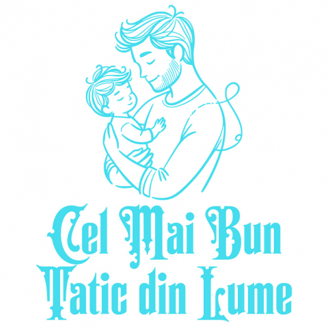 Tata - Sticker Adeziv Autocolant Personalizat Silueta Tata și Copil „Cel Mai Bun Tatic Din Lume” – Cadou Personalizat Pentru Tati și Familie