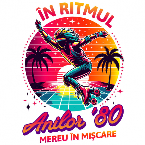 Sticker Adeziv Autocolant Personalizat Siluetă Umană pe Role Disco - Cadou Personalizat În Ritmul Anilor 80