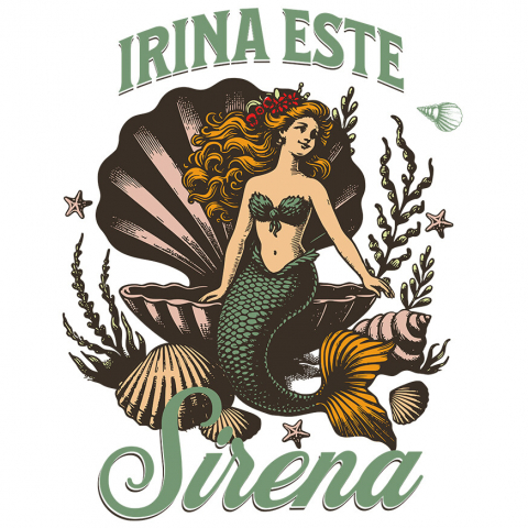 COPII - Sticker Adeziv Autocolant Personalizat Sirena Personalizată cu Costum Verde – Cadou Unic pentru Copii și Familie