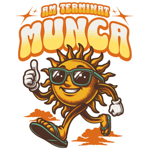 Sticker Adeziv Autocolant Personalizat "Produse personalizate pentru vacanță – Soare cu ochelari și papuci de plajă pentru familie și copii"