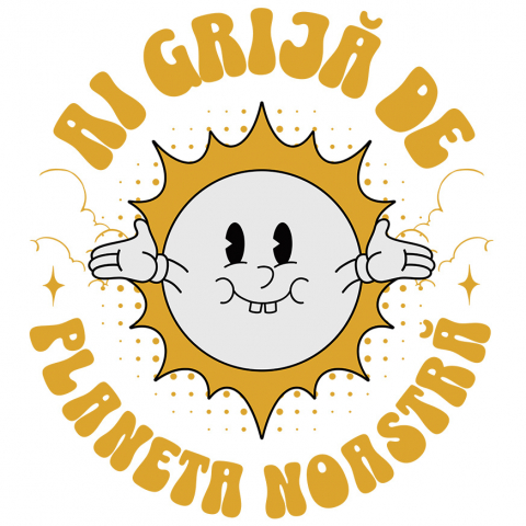 PLANETA - Sticker Adeziv Autocolant Personalizat "Soare cu Brațele Deschise - Ai Grija De Planeta Noastră - Cadouri Personalizate Ecologice"