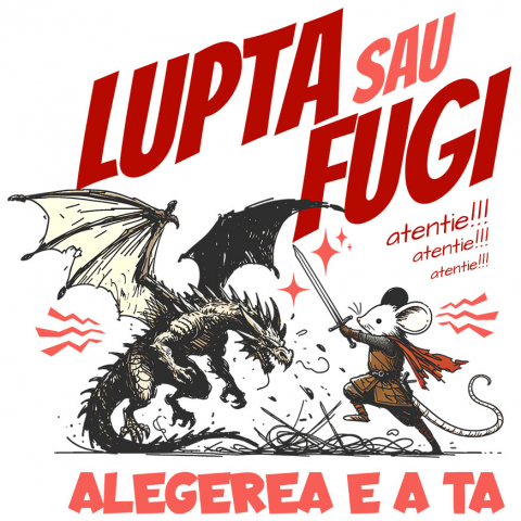 Sticker Adeziv Autocolant Personalizat Soricel Alb Contra Dragon - Luptă Sau Fugi, Alegerea Este A Ta