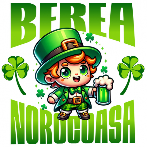 Sticker Adeziv Autocolant Personalizat „Halba Personalizată „Spiriduș Norocos” - Cadou Amuzant pentru Iubitorii de Bere”