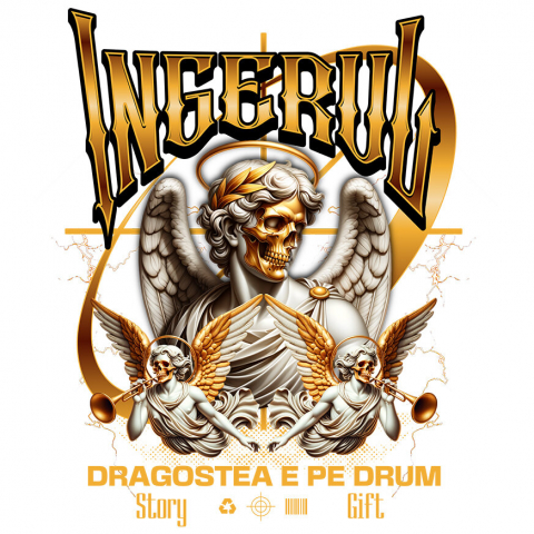 INGERI - Sticker Adeziv Autocolant Personalizat Statuie Înger Cu Aripi și Trompete - Cadou Personalizat Dragoste | Valentine's Day