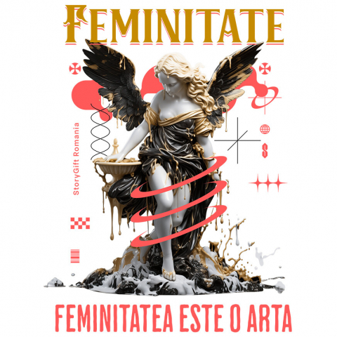 INGERI - Sticker Adeziv Autocolant Personalizat Statuie Feminitate cu Aripi - Cadou Motivational pentru Femei