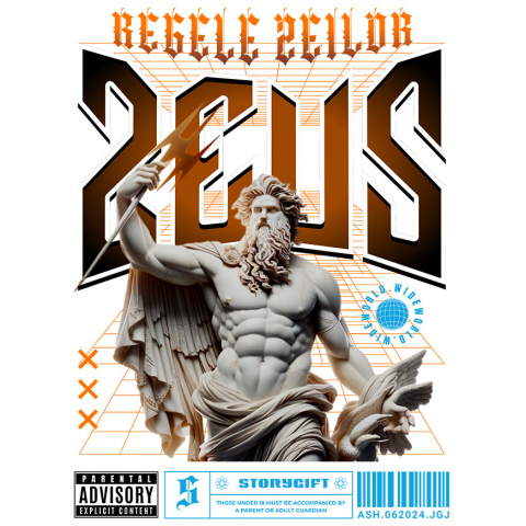 INGERI - Sticker Adeziv Autocolant Personalizat Statuie Grecească Bust Dezgolit Zeus – Cadou Motivational „Regele Zeilor”
