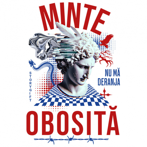 INGERI - Sticker Adeziv Autocolant Personalizat Statuie Stil Grecesc - Minte Obosită | Cadou Personalizat Amuzant