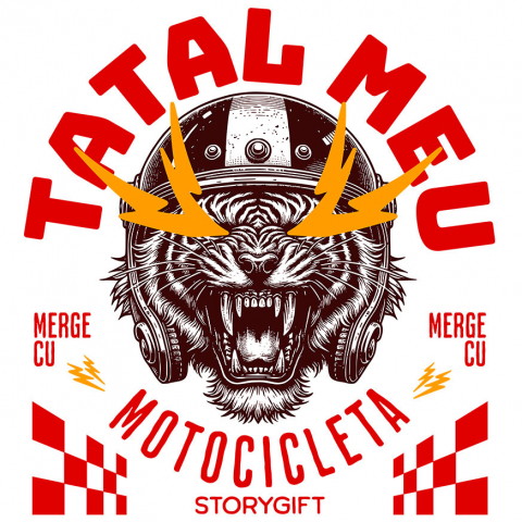 MOTOCICLETE - Sticker Adeziv Autocolant Personalizat Tigru Furios cu Cască – Putere și Pasiune pentru Motocicliști