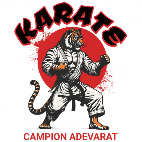 SPORT - Sticker Adeziv Autocolant Personalizat Tigru în Costum de Arte Marțiale – Karate, Lupta de Contact, Motivație Sportivă