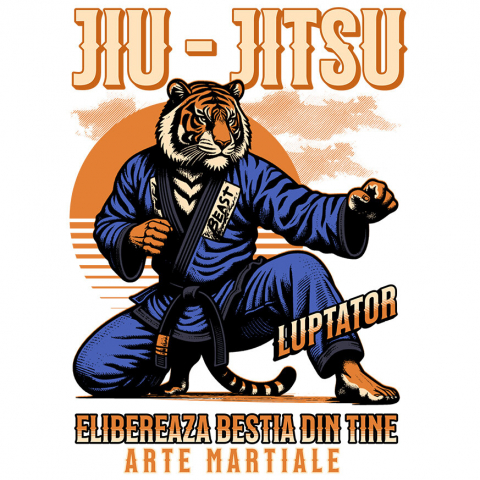 SPORT - Sticker Adeziv Autocolant Personalizat Tigru Karate – Design Motivațional Arte Marțiale