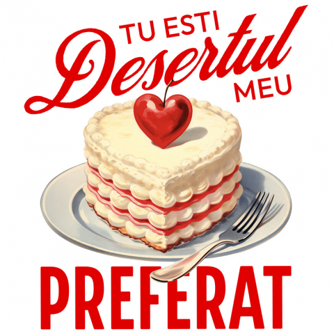 Cadouri Pentru Cupluri - Sticker Adeziv Autocolant Personalizat Tort Romantic Inimă Cu Mesaj Personalizat și Cireșe Roșii | Desert Perfect pentru Familie și Iubire