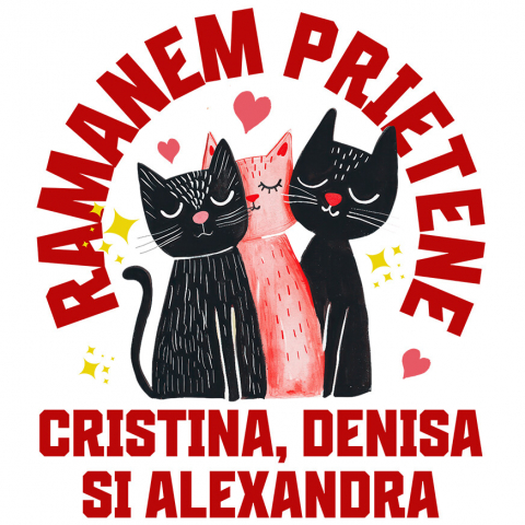 Sticker Adeziv Autocolant Personalizat Cadouri personalizate – Portret cu trei pisici pentru Cristina, Denisa și Alexandra