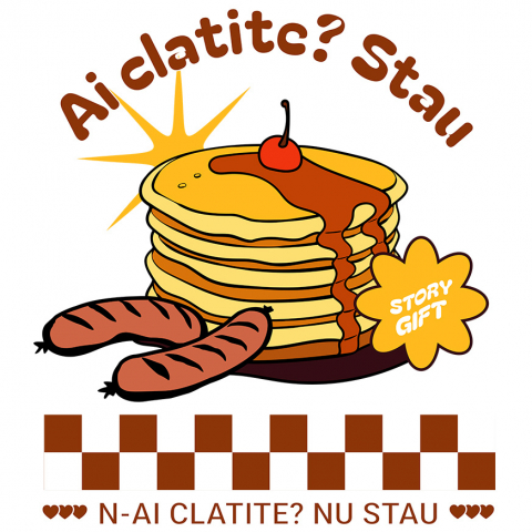 MANCARE - Sticker Adeziv Autocolant Personalizat Clătite personalizate cu text amuzant | Cadouri dulci pentru iubitorii de clătite și familie