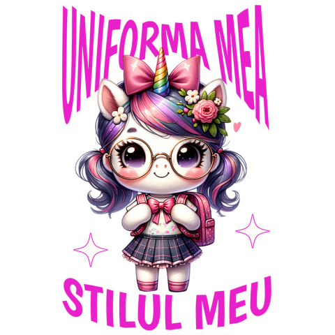 EDUCATIE - Sticker Adeziv Autocolant Personalizat Unicorn și Stil Personalizat pentru Școală - Rechizite și Uniformă Școlară