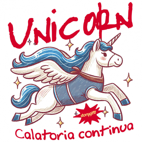 BASME - Sticker Adeziv Autocolant Personalizat Unicorn în Zbor - Cal cu Corn pentru Călătorii Magice și Cadouri pentru Copii