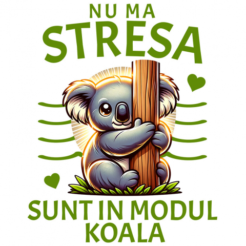 Cadouri Pentru Ea - Sticker Adeziv Autocolant Personalizat Tricou Personalizat Koala Timid – Relaxare și Stil | Cadou Perfect pentru Familie
