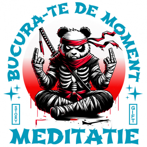 Sticker Personalizat - Sticker Adeziv Autocolant Personalizat Urs Panda Costum Ninja și Sabie - Cadou Personalizat pentru Copii și Tati