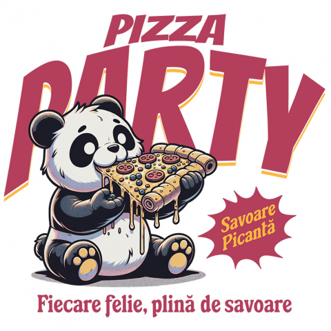Sticker Adeziv Autocolant Personalizat Cadouri personalizate pentru iubitorii de pizza | Urs Panda și fast food cu text amuzant
