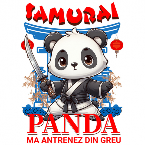 ANIMALE - Sticker Adeziv Autocolant Personalizat Urs Panda Samurai cu Costum de Karate și Sabie Ninja - Cadou Personalizat pentru Copii și Tati