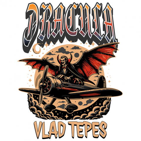 BASME - Sticker Adeziv Autocolant Personalizat Vampir în Zbor Avion Luna Plină - Cadouri Personalizate Halloween pentru Familie, Copii, Tati și Prieteni