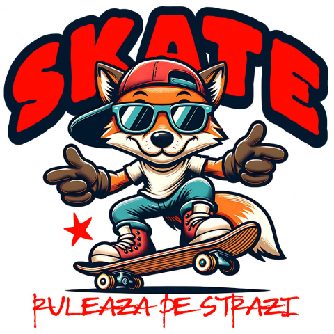SPORT - Sticker Adeziv Autocolant Personalizat Skateboard Vulpe Stil Stradal – Design Modern pentru Adolescenti