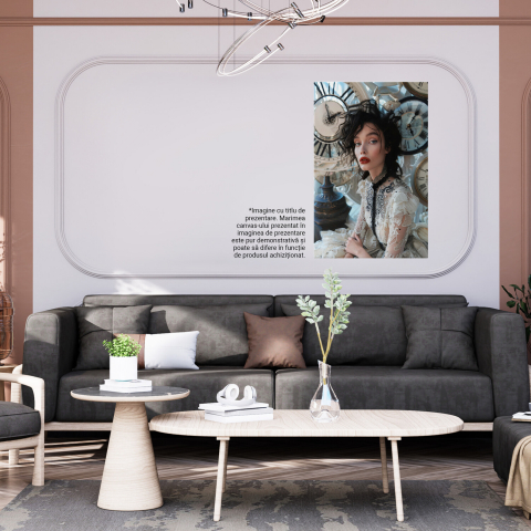 Acord Perfect al Femeii cu Ceasurile - Rochie din Dantelă - Pictură Digitală, Marime 40x25CM [3]