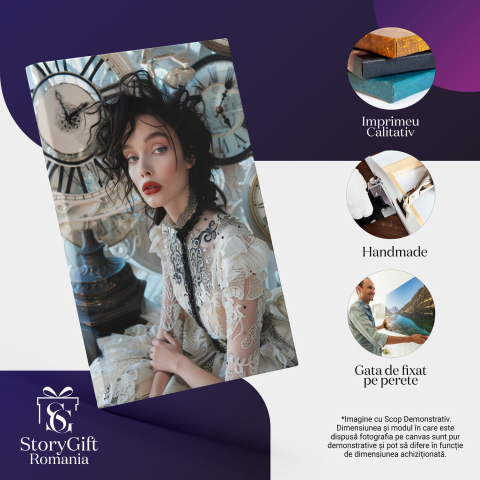 Acord Perfect al Femeii cu Ceasurile - Rochie din Dantelă - Pictură Digitală, Marime 40x25CM [1]